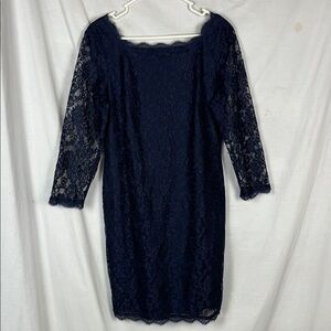 Simply Liliana Blue Lace Midi 3/4 Sleeve Dress